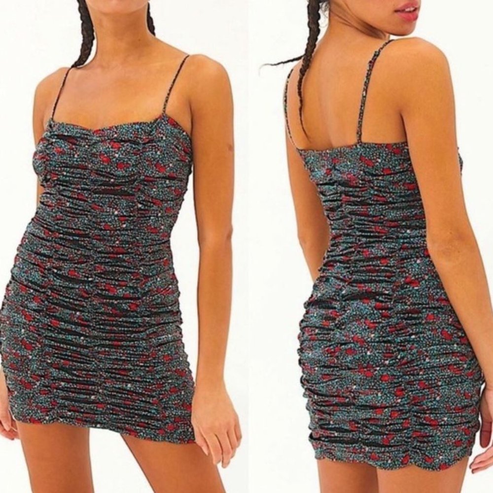 Urban Outfitters Satin Ruched Mini Dress in Size M